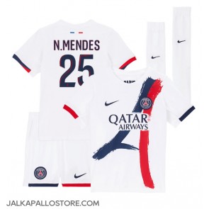 Paris Saint-Germain Nuno Mendes #25 Vieraspaita Lapsille 2024-25 Lyhythihainen (+ shortsit)